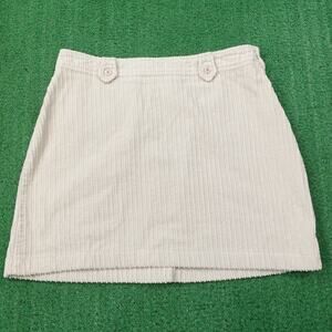 Eddie Bauer Skirt Womens 12 Tall Beige Corduroy Casual Pockets Zipper Classic